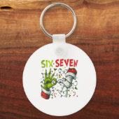 Funny Christmas Lights 6 7 Meme Six Seven Matching Schlüsselanhänger (Vorderseite)