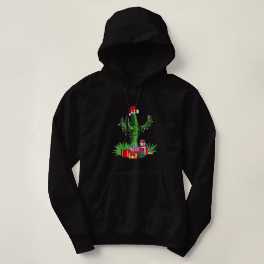 Funny Christmas Lights Cactus Weihnachtsmannmütze  Hoodie (Design vorne)