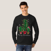 Funny Christmas Lights Cactus Weihnachtsmannmütze  T-Shirt (Vorne ganz)