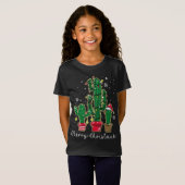 Funny Christmas Lights Cactus Weihnachtsmannmütze T-Shirt (Vorne ganz)