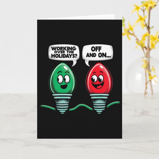 Funny Christmas Lights Joke Light Bulb Working Off Karte (Gelbe Blume)