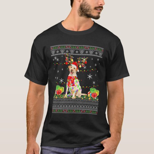 Funny Christmas Lights Labrador Hund Funny Xmas Ug T-Shirt (Vorderseite)