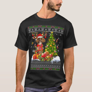 Funny Christmas Lights Poodle Dog Funny Xmas hässl T-Shirt