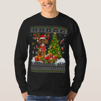 Funny Christmas Lights Poodle Dog Funny Xmas hässl T-Shirt