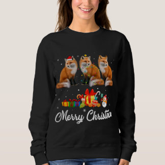 Funny Christmas Lights Xmas Pajama Fox Animals Lov Sweatshirt
