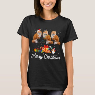Funny Christmas Lights Xmas Pajama Fox Animals Lov T-Shirt