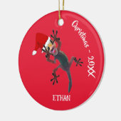 Funny Christmas Lizard Gecko Foto Keramik Ornament (Links)