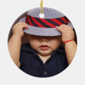 Funny Christmas Lizard Gecko Foto Keramik Ornament (Hinten)