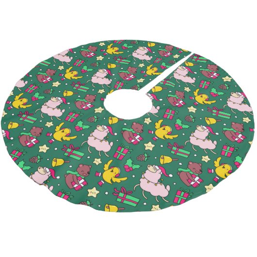 Funny Christmas Llama Polyester Weihnachtsbaumdecke (Schrägansicht)