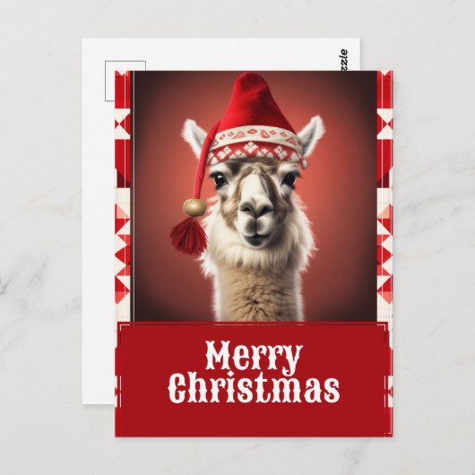 Funny Christmas Llama Postkarte (Vorne/Hinten)