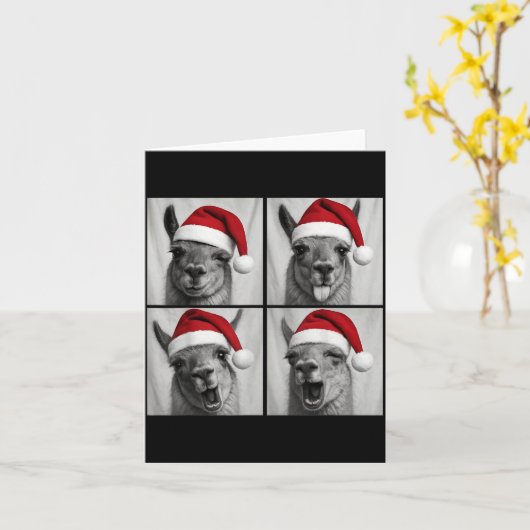 Funny Christmas Llama Santa Photo Booth Karte (Gelbe Blume)