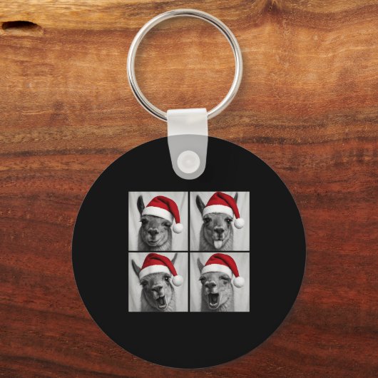 Funny Christmas Llama Santa Photo Booth Schlüsselanhänger (Vorderseite)