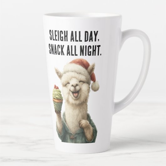 Funny Christmas Llama - Schlitten & Snack Milchtasse (Rechts)