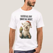 Funny Christmas Llama - Schlitten & Snack T-Shirt (Vorderseite)
