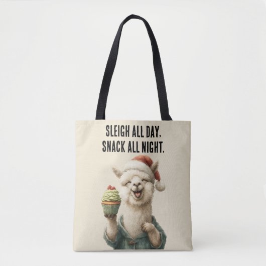 Funny Christmas Llama - Schlitten & Snack Tasche (Vorderseite)