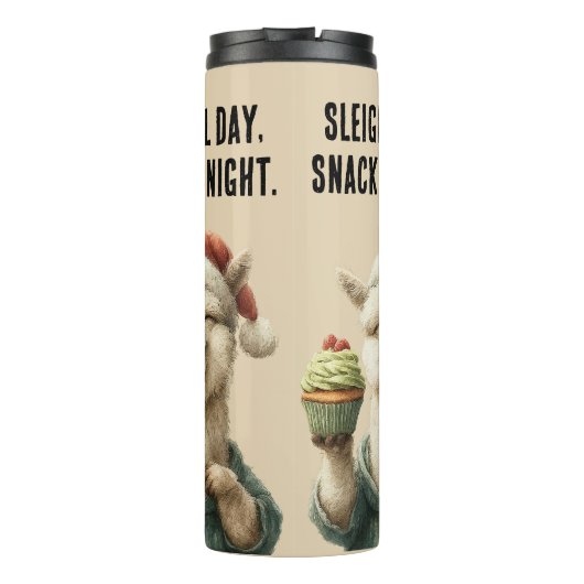 Funny Christmas Llama - Schlitten & Snack Thermosbecher (Rückseite)