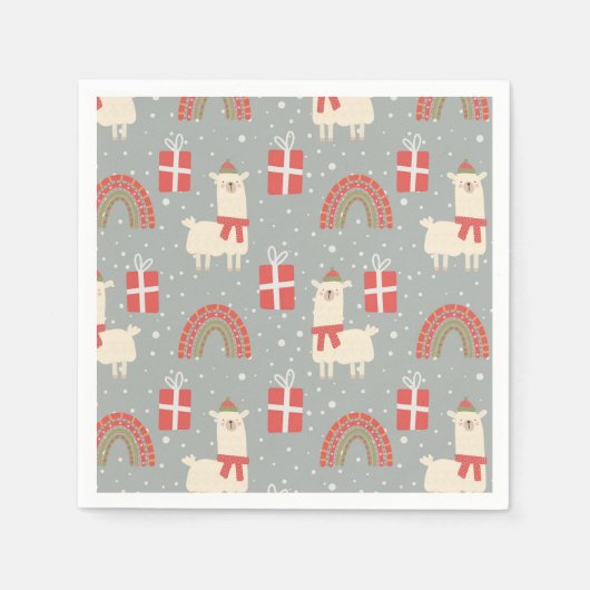 Funny Christmas Llamas Napkins Serviette (Vorderseite)