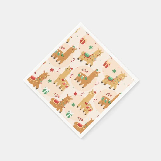 Funny Christmas Llamas Serviette (Ecke)