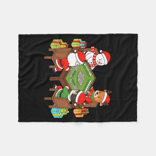 Funny Christmas Mahjong Santa Snowman Elf Reindeer Fleecedecke (Vorderseite (Horizontal))