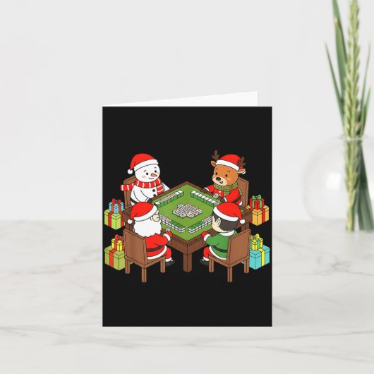 Funny Christmas Mahjong Santa Snowman Elf Reindeer Karte (Vorderseite)