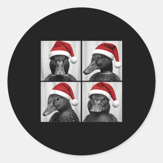 Funny Christmas Mallard Duck Santa Photo Booth Runder Aufkleber (Vorderseite)