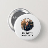 Funny Christmas Matching Couple Naughty Nice Photo Button (Vorne & Hinten)