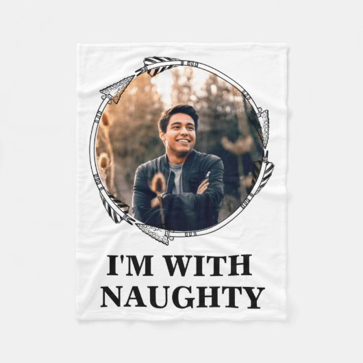 Funny Christmas Matching Couple Naughty Nice Photo Fleecedecke (Vorderseite)