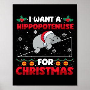 Funny Christmas Math Lehrer Hippopotenuse Math Lo Poster