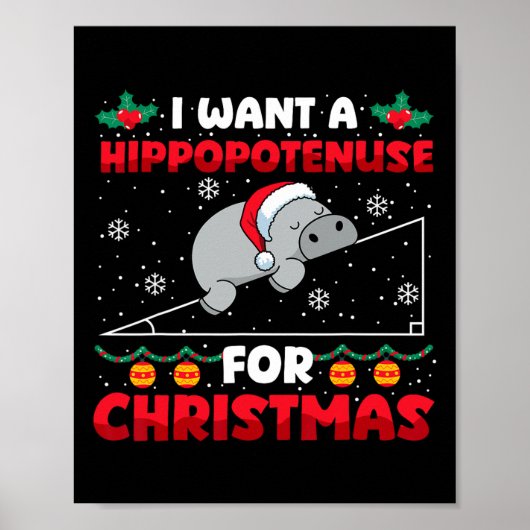 Funny Christmas Math Lehrer Hippopotenuse Math Lo Poster (Vorne)
