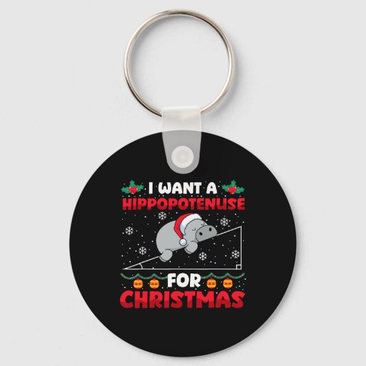 Funny Christmas Math Lehrer Hippopotenuse Math Lo Schlüsselanhänger (Vorderseite)