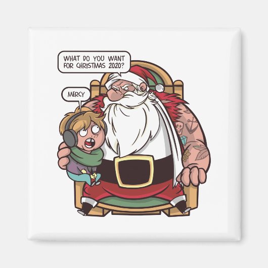 Funny Christmas Meme 2020 SANTA FRAGEND Magnet (Vorne)