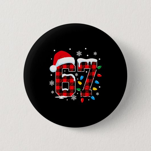 Funny Christmas Meme 67 Red Buffalo Plaid Xmas Paj Button (Vorderseite)