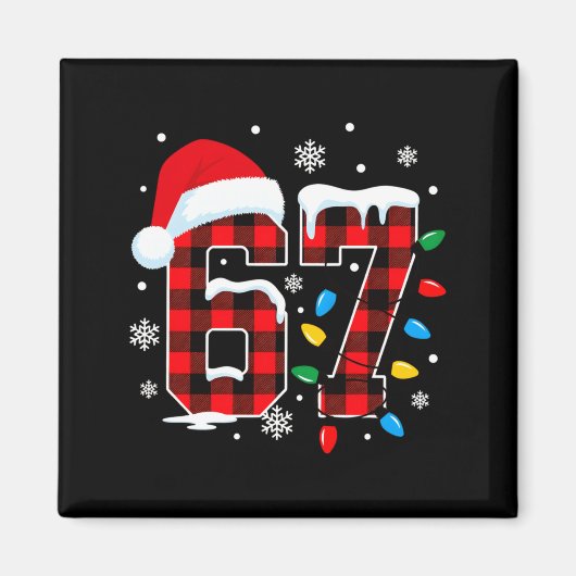 Funny Christmas Meme 67 Red Buffalo Plaid Xmas Paj Magnet (Vorne)