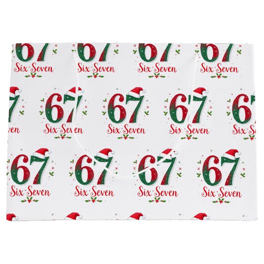 Funny Christmas Meme Six Seven 67 6 7 Holiday Große Geschenktüte (Vorderseite)