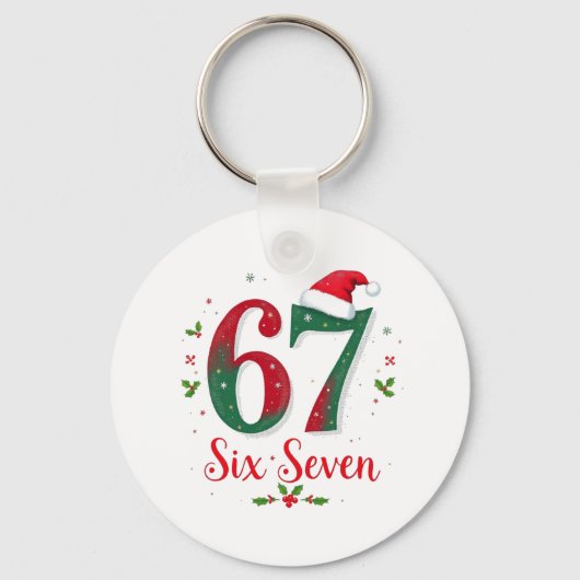 Funny Christmas Meme Six Seven 67 6 7 Holiday Schlüsselanhänger (Rückseite)