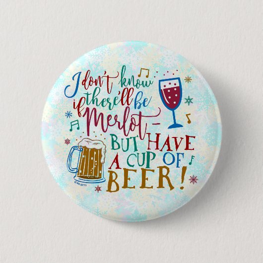 Funny Christmas Merlot Wine Typografy Spaß Button (Vorderseite)