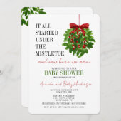 Funny Christmas Mistletoe Baby Shower Einladung (Vorne/Hinten)