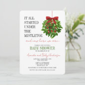 Funny Christmas Mistletoe Baby Shower Einladung (Stehend Vorderseite)