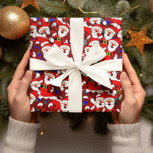 Funny Christmas Modern Whimsical Santa Collage Geschenkpapier
