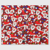 Funny Christmas Modern Whimsical Santa Collage Geschenkpapier (Flach)