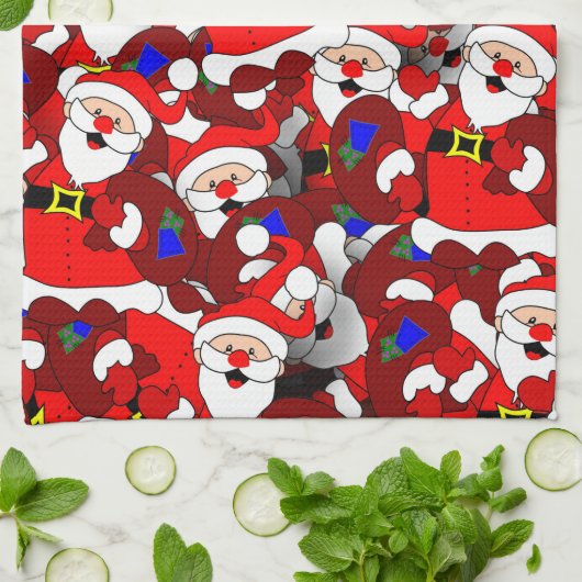 Funny Christmas Modern Whimsical Santa Collage Geschirrtuch (Gefaltet)