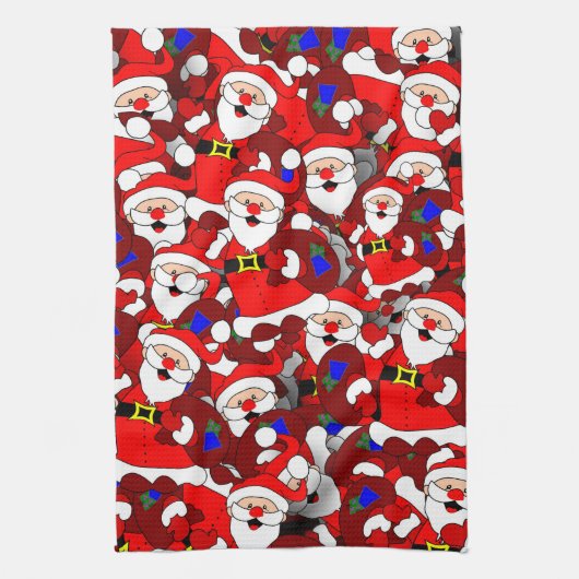 Funny Christmas Modern Whimsical Santa Collage Geschirrtuch (Vertikal)
