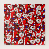 Funny Christmas Modern Whimsical Santa Collage Puzzle (Horizontal)