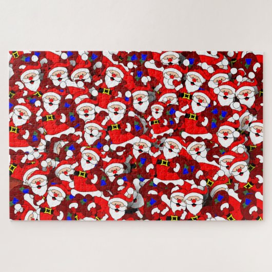 Funny Christmas Modern Whimsical Santa Collage Puzzle (Horizontal)