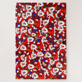 Funny Christmas Modern Whimsical Santa Collage Puzzle