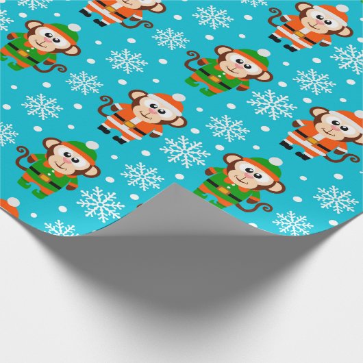 Funny Christmas Monkey Geschenkpapier (Ecke)