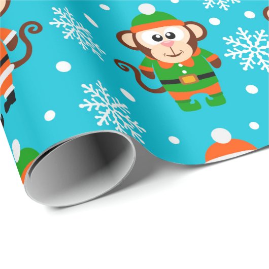Funny Christmas Monkey Geschenkpapier (Rolleneckpunkt)