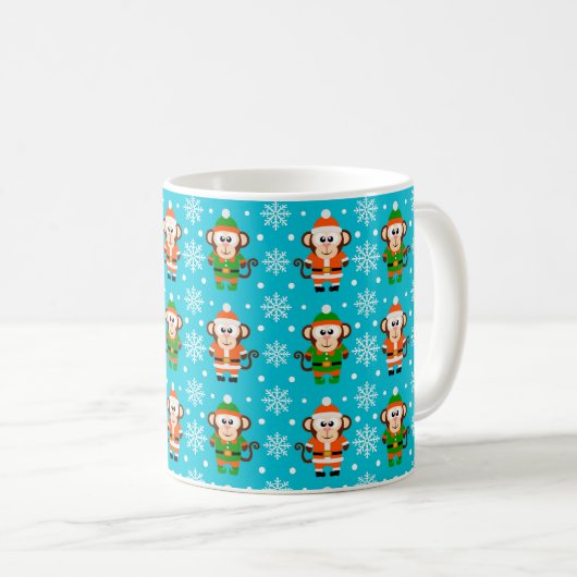 Funny Christmas Monkey Kaffeetasse (VorderseiteRechts)