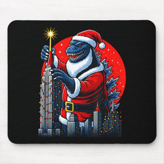 Funny Christmas Monster Santazilla Holiday Dinosau Mousepad (Vorne)