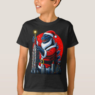 Funny Christmas Monster Santazilla Holiday Dinosau T-Shirt